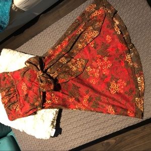 Le Chateau Red cherry blossom strapless dress